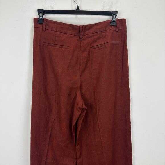 Madewell Slouchy Straight Pants in 100% Linen Henna Brown Relaxed US 10 NWT - Picture 10 of 15